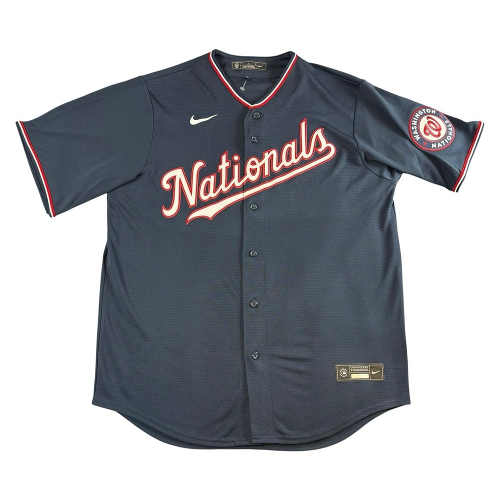 NIKE Washington Nationals Jersey Mens Large Gray MLB Sewn Logo NEW - Picture 9 of 13